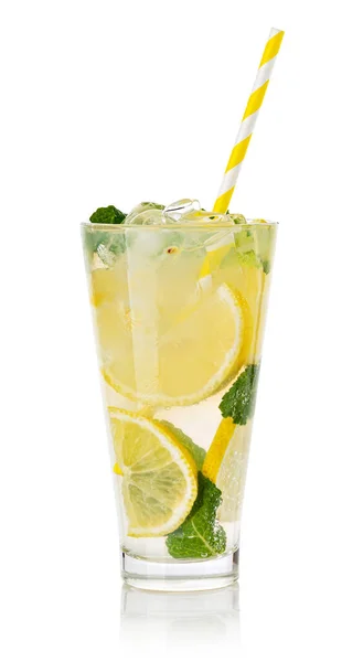 Glass Fresh Lemonade Isolated White Background — Stock Photo, Image