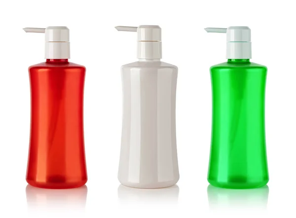 Plastikowe Butelki Mydło Płynie Białym Tle — Zdjęcie stockowe