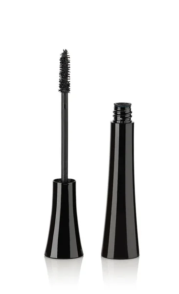 Mascara Nero Aperto Sfondo Bianco — Foto Stock