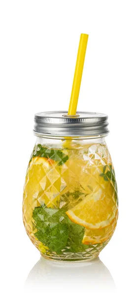 Glass Fresh Lemonade Isolated White Background — Stock Photo, Image