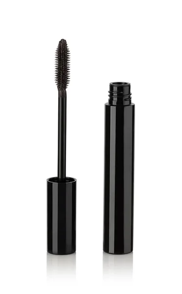 Opened Black Mascara White Background — Stock Photo, Image