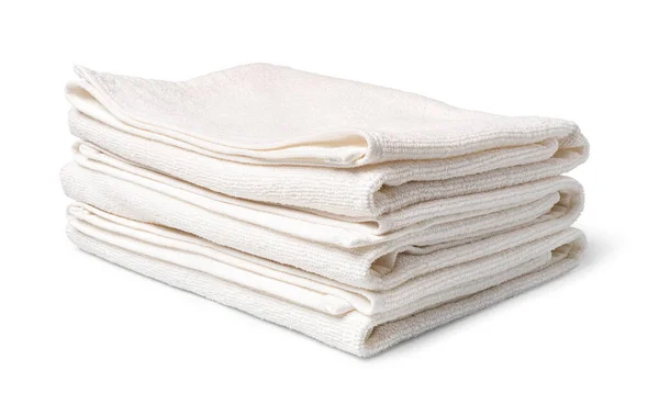 Stack White Towels White Background — Stock Photo, Image