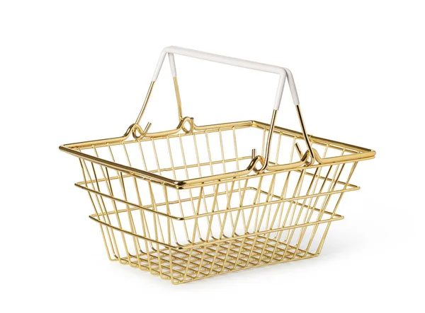 Golden Basket Isolated White Background — ストック写真