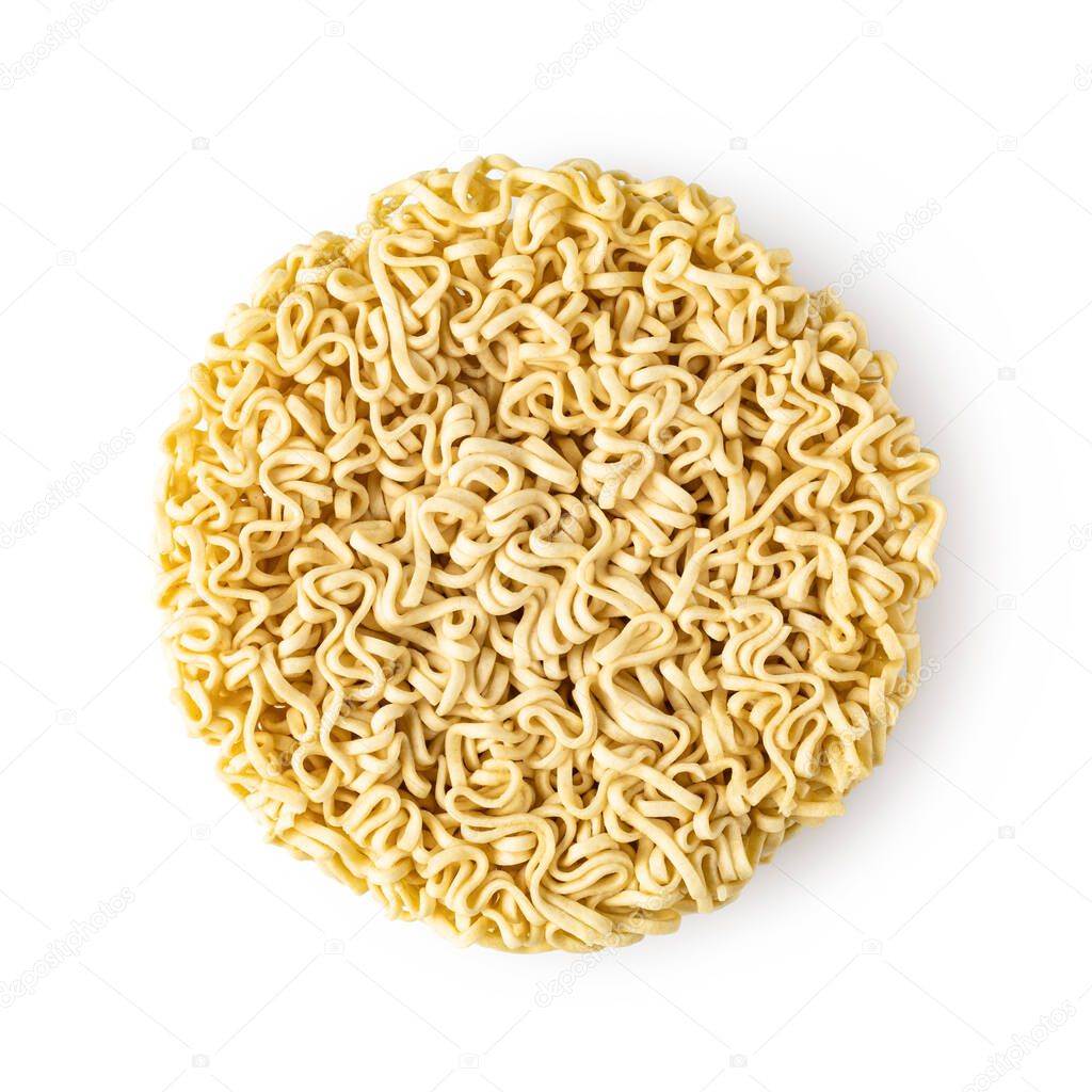 Asian ramen instant noodles isolated on white background