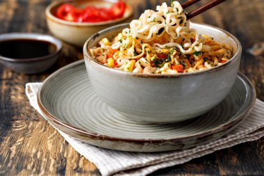 instant noodles on a table