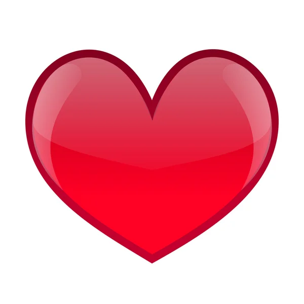 Kırmızı parlak kalp simgesi — Stok Vektör