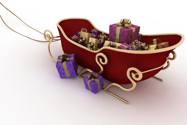 Christmas santa släde med gåvor — Stockfoto
