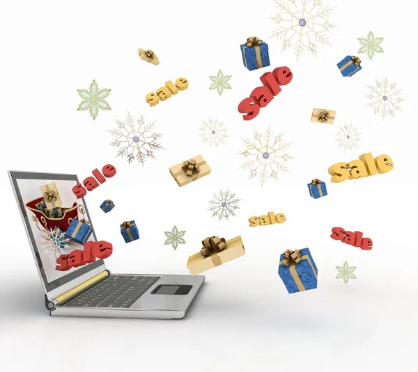 Begreppet jul shopping online — Stockfoto