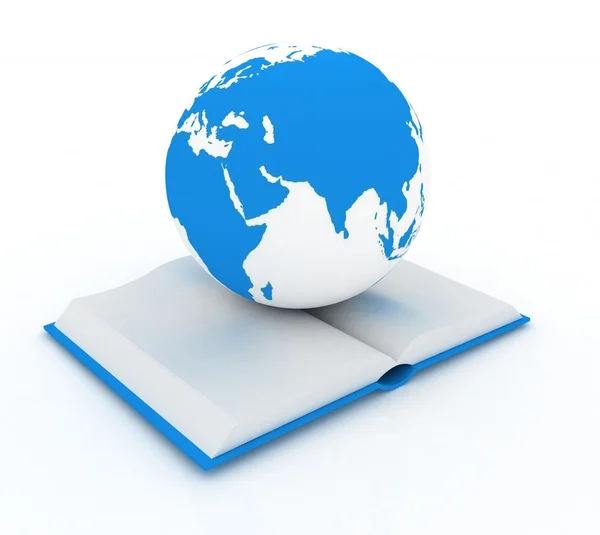 Open book and globe — Stock Photo, Image