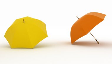 bir beyaz üzerine rengarenk şemsiyeler