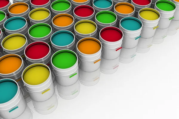 Open buckets with a paint — Stock Photo, Image