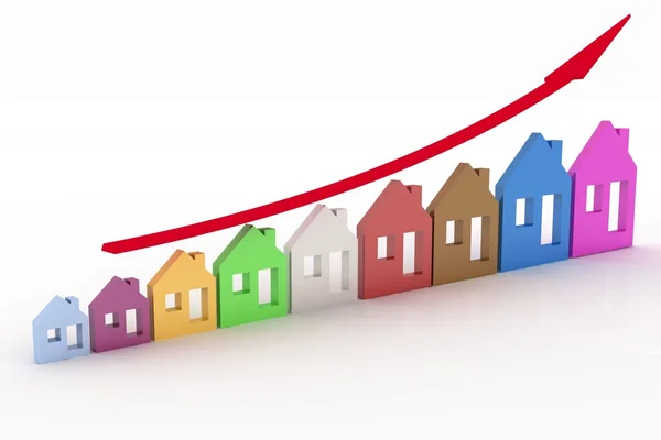 Wzrost w nieruchomości się na wykres — Zdjęcie stockowe