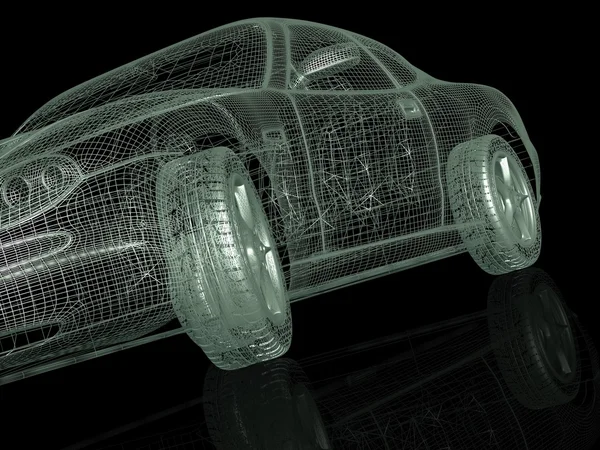 3D modele samochodów na czarnym tle — Zdjęcie stockowe