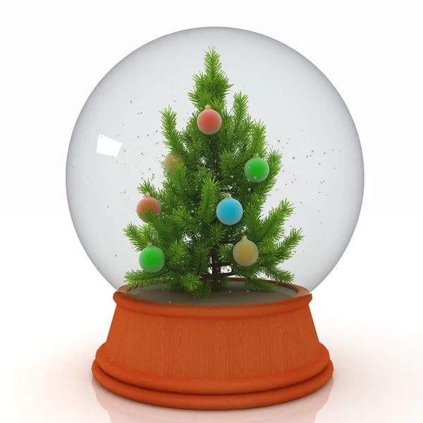 Bola de neve com árvore de Natal — Fotografia de Stock