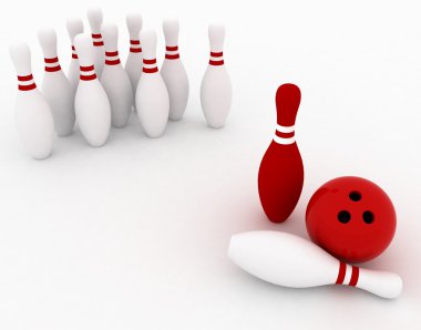 Skittle ve bowling topu beyaz