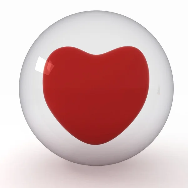 Пузырь с красным сердцем на белом фоне — стоковое фото