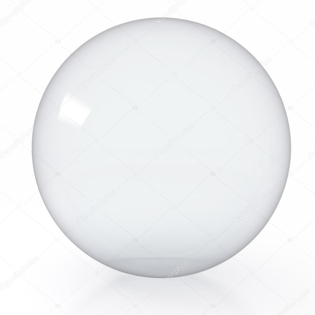 Empty glass ball on white