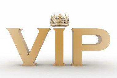 bir taç ile VIP kısaltması. 3d metin izole