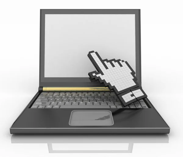 Symbol of hand on the laptop screen. — Stock Photo, Image