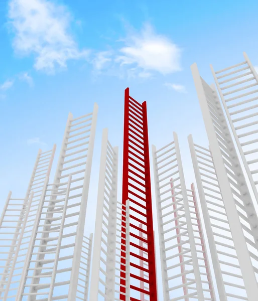 Ladders leading to a clouds - rendered in 3d — Stock Photo, Image