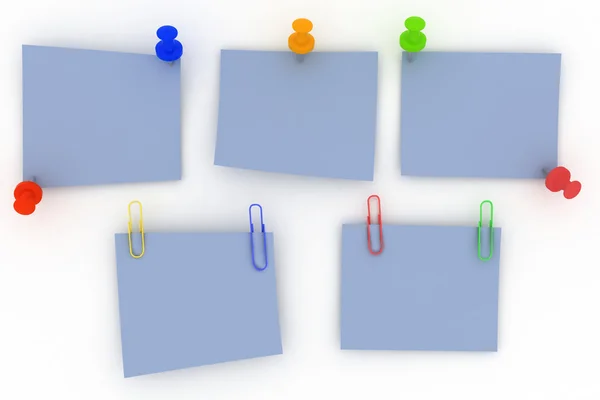 Folhas de papel nos botões e clipes de papel — Fotografia de Stock