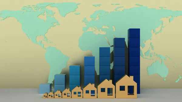 Diagram of growth in real estate prices in the world — Stock Photo, Image
