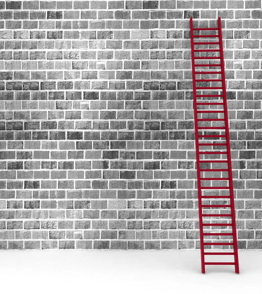 3d illustration of a ladder against near old wall with space for text — Stock Photo, Image