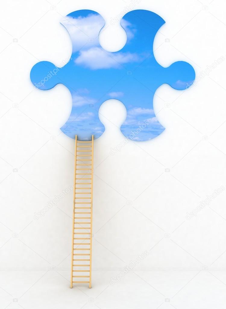 3d render illustration of ladder leading to sky