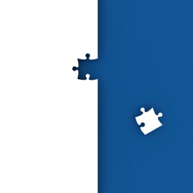 White puzzle on blue background. clipart
