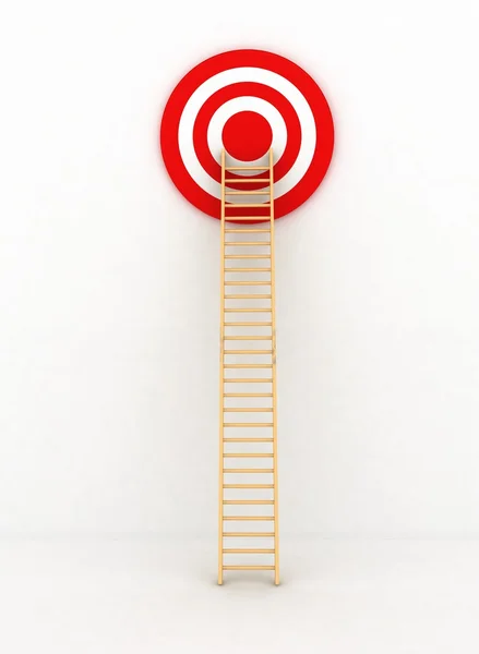 Ladder to middle of target on white background — Stock Photo, Image