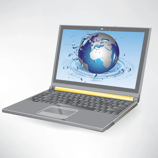 Glob na ekranie laptopa — Wektor stockowy