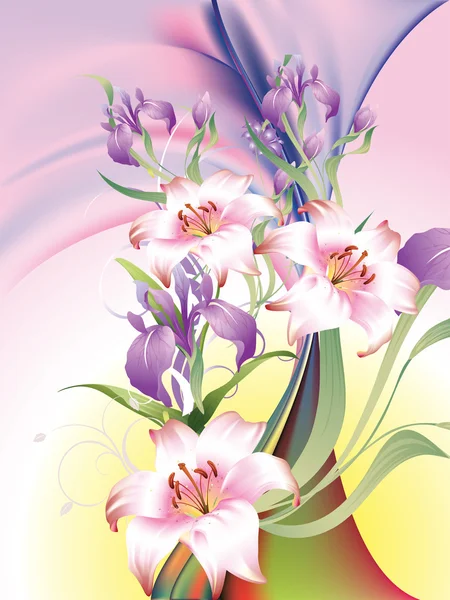 Hermoso vector ilustración con flores — Vector de stock