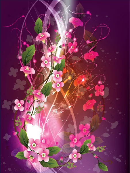 Hermoso vector ilustración con flores — Vector de stock