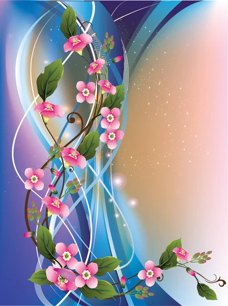 Vacker vektor illustration med blommor — Stock vektor