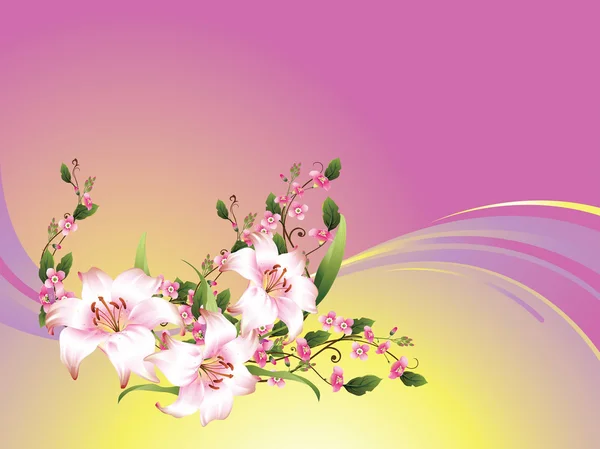 फूलों के साथ सुंदर वेक्टर चित्रण — स्टॉक वेक्टर