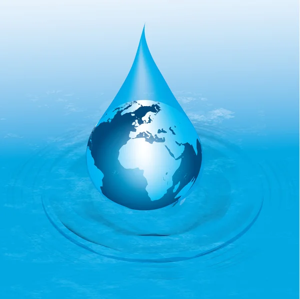 Vector image. earth a drop of water. — Stock Vector