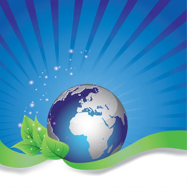 Vector afbeelding. earth globe in groene gras — Stockvector