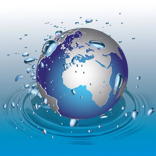 Globe in water — Stock Vector