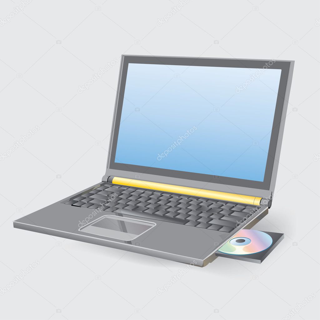 Optical disc drive on a modern laptop computer.