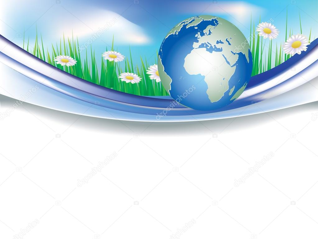 Vector Image. Earth globe in green grass