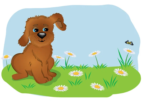 Tarjeta de felicitación de vacaciones con lindo cachorro — Vector de stock