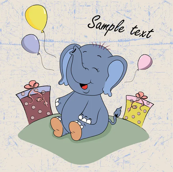 Cartoon elephant baby with gifts — Stock Vector