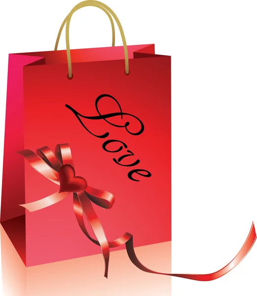 Shopping bag con cuore — Vettoriale Stock