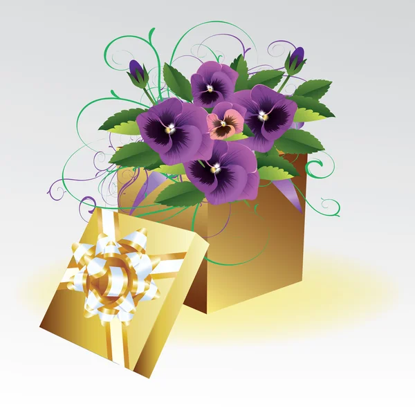 Caja abierta con flores — Archivo Imágenes Vectoriales