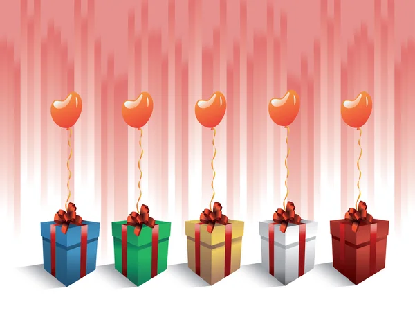 Geschenken met ballonnen — Stockvector