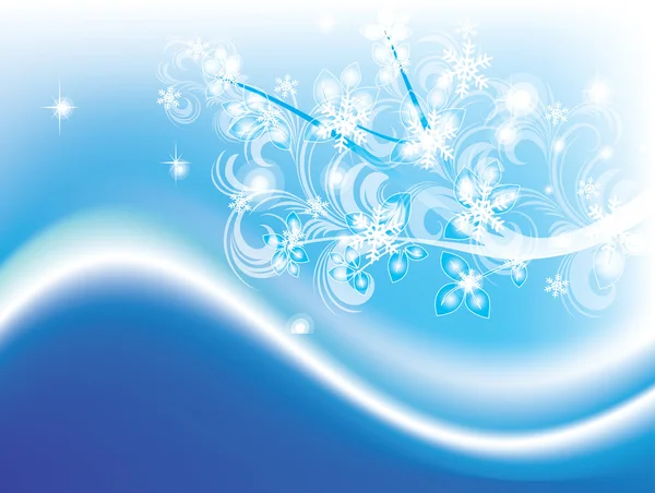 Winter Hintergrund mit Schneeflocken auf blauem Hintergrund — Stockvektor