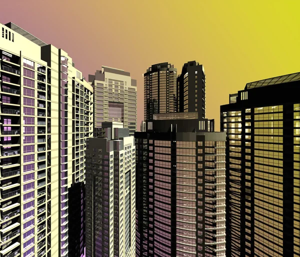 Skyscrapers.3d をレンダリングします。 — ストック写真