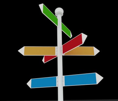 siyah arka plan üzerine yön yol işaretleri