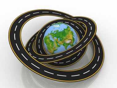 Dünya Küre ve çevresindeki yollar