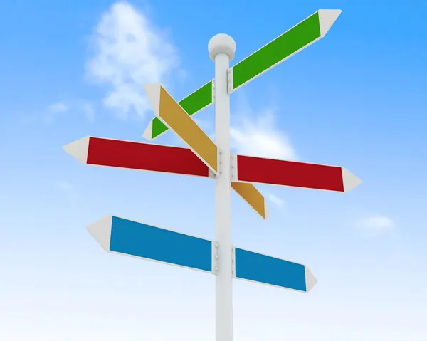 Direction road signs on blue sky background — Stock Photo, Image